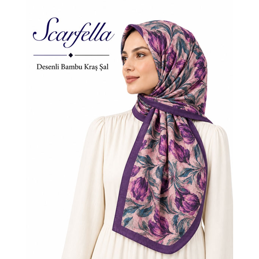 Scarfella Desenli Bambu Kraş Şal - Desen-25