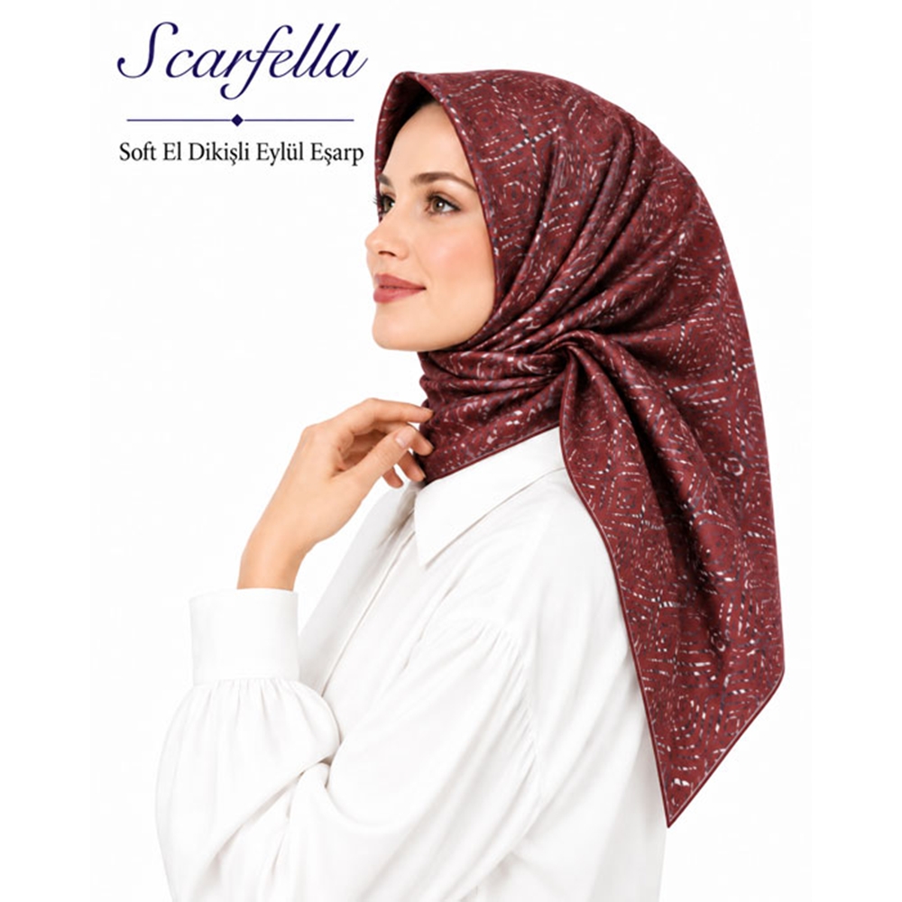 Scarfella Soft El Dikişli Eylül Eşarp - Desen-84