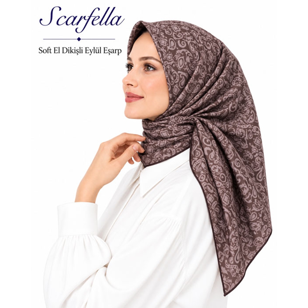 Scarfella Soft El Dikişli Eylül Eşarp - Desen-85