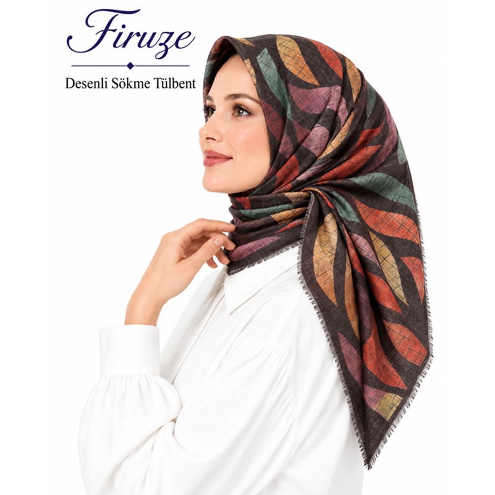 Firuze Desenli Sökme Tülbent - Desen-40