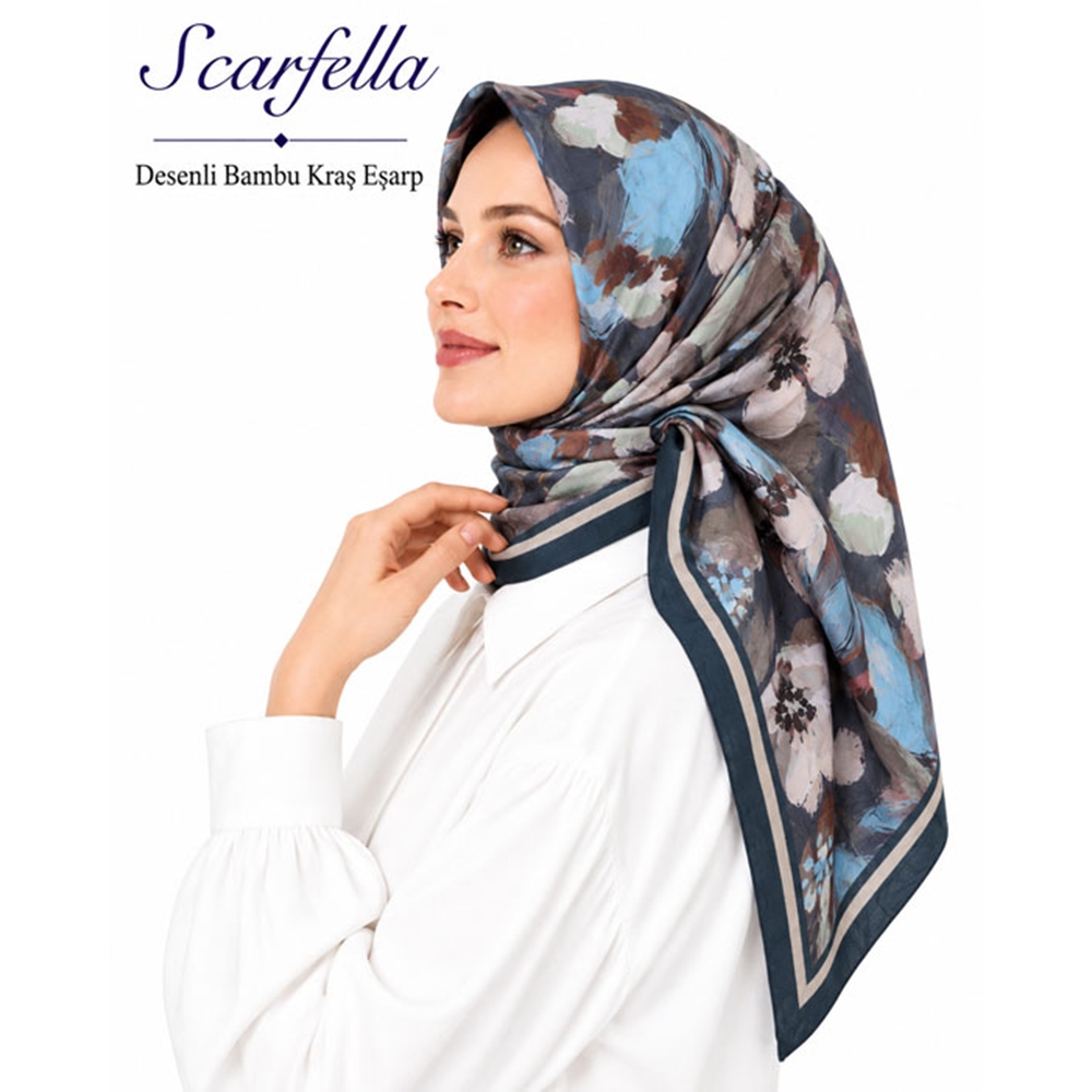 Scarfella Desenli Bambu Kraş Eşarp - Desen-17