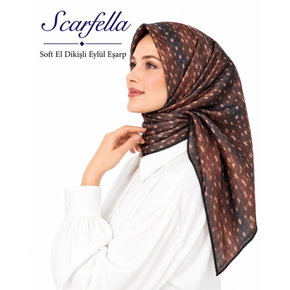 Scarfella Soft El Dikişli Eylül Eşarp - Desen-86