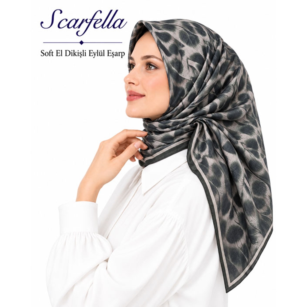 Scarfella Soft El Dikişli Eylül Eşarp - Desen-88