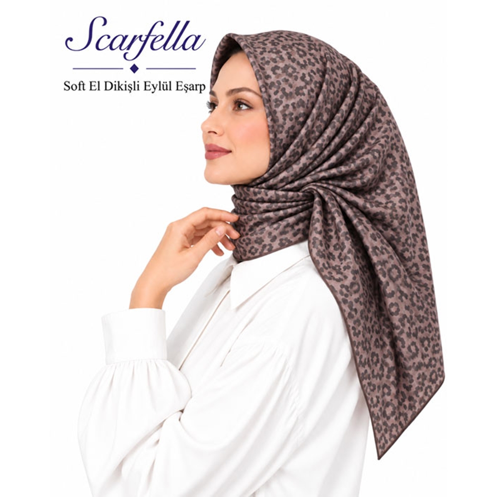 Scarfella Soft El Dikişli Eylül Eşarp - Desen-90
