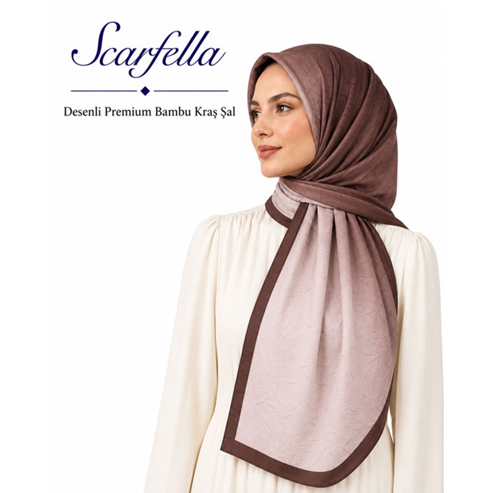 Scarfella Desenli Premium Bambu Kraş Şal - Desen-14