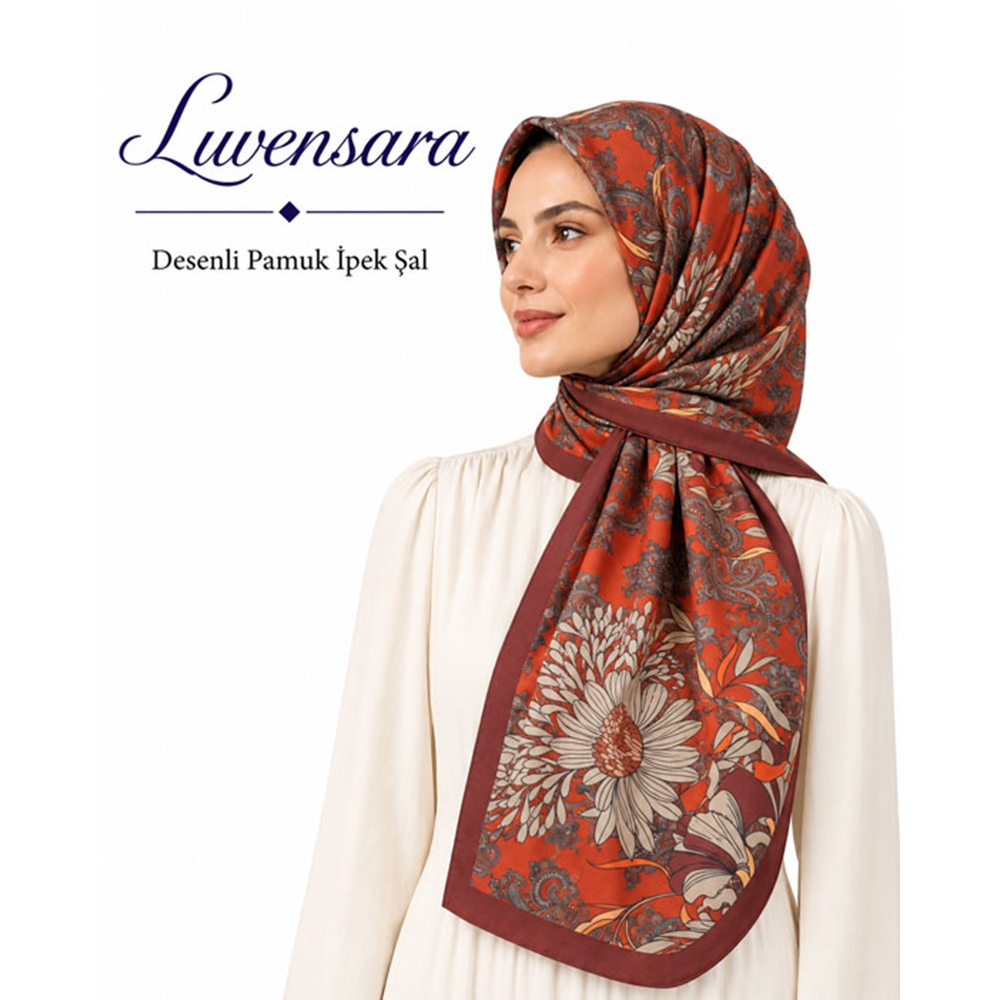 Luvensara Desenli Pamuk İpek Şal - Desen-02