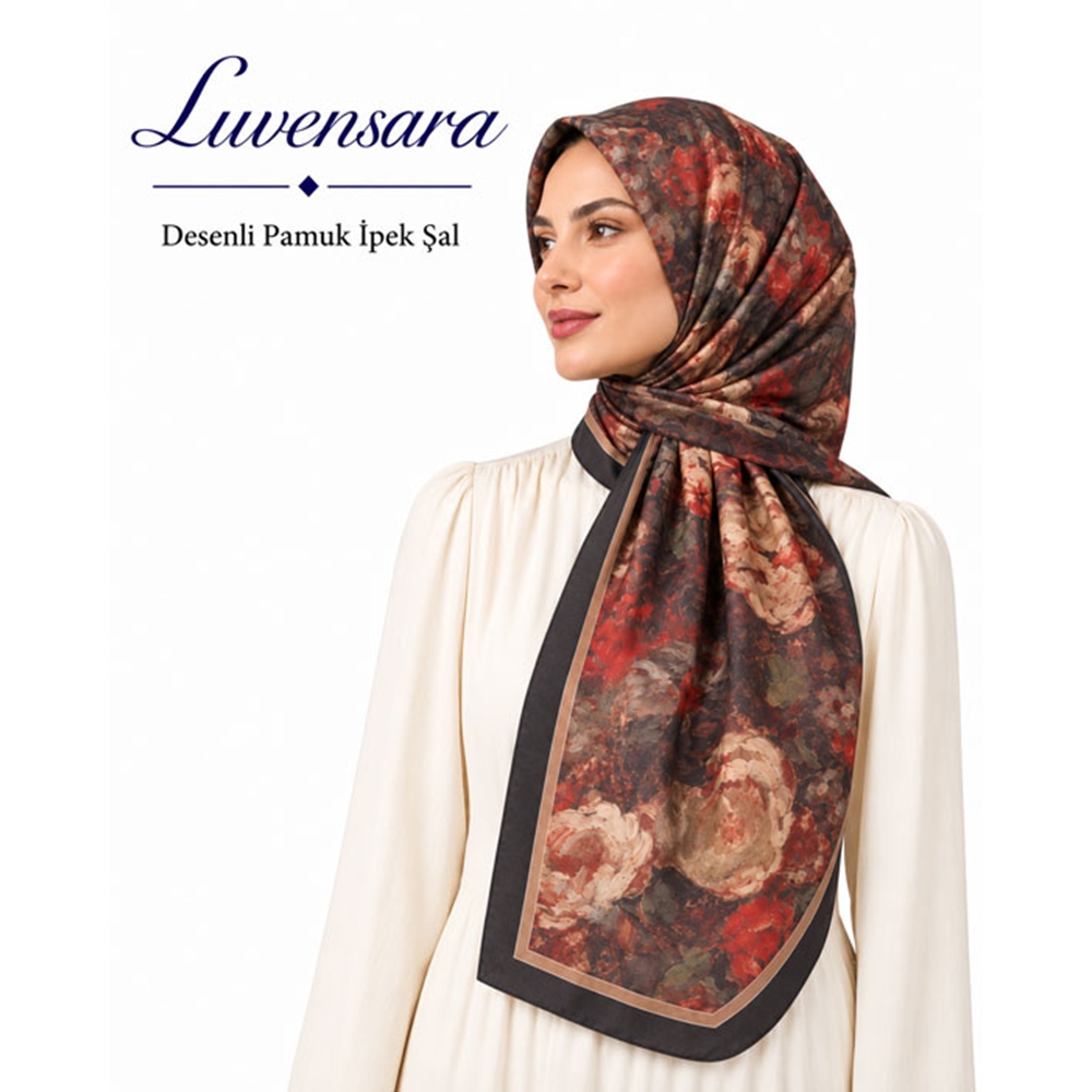 Luvensara Desenli Pamuk İpek Şal - Desen-03