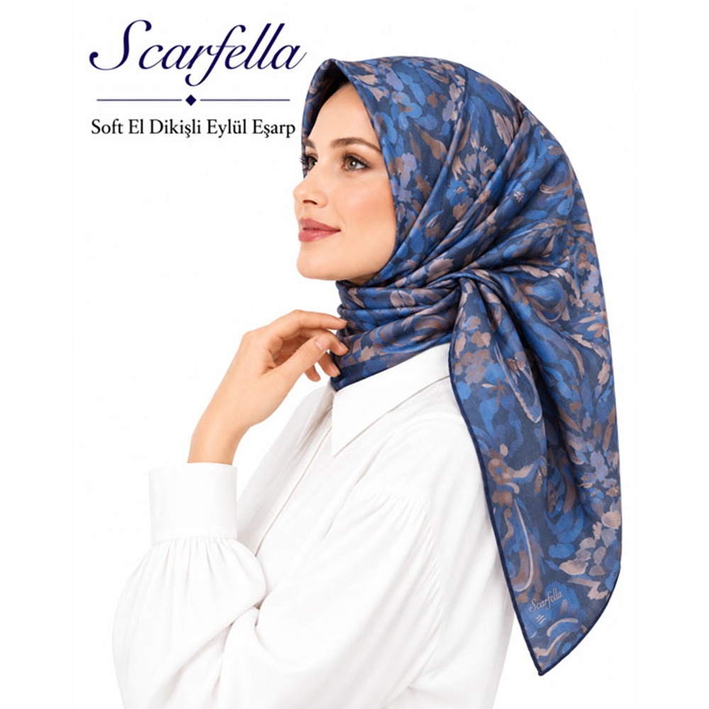 Scarfella Soft El Dikişli Eylül Eşarp - Desen-91