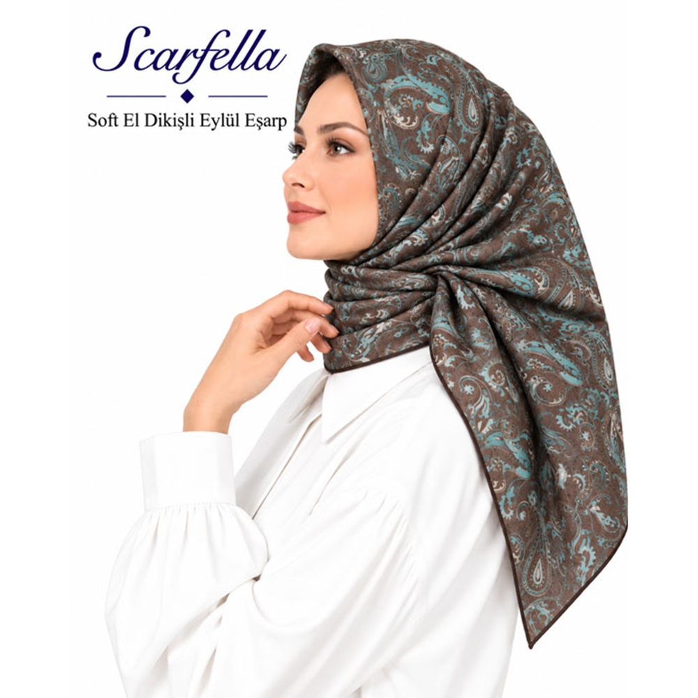 Scarfella Soft El Dikişli Eylül Eşarp - Desen-93
