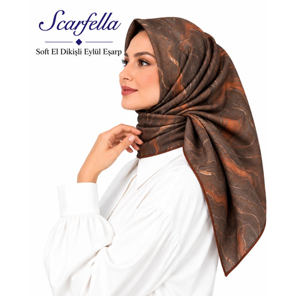 Scarfella Soft El Dikişli Eylül Eşarp - Desen-99