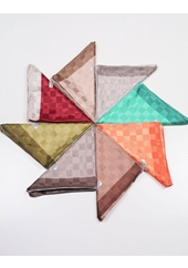 Hint İpek Kendinden Desenli Monogram Eşarp - Desen-06