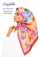 Scarfella Desenli Vual İpek Eşarp - Desen-07