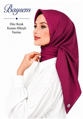 Baysem Düz Renk Kenarı Dikişli Yazma - Desen-01