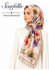 Scarfella Desenli Naturel Şal - Desen-128