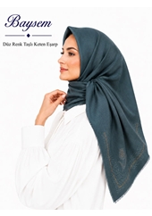 Baysem Düz Renk Taşlı Keten Eşarp - Desen-02