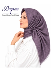 Baysem Desenli Keten Flamlı Eşarp - Desen-29