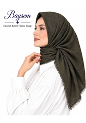 Baysem Desenli Keten Flamlı Eşarp - Desen-30