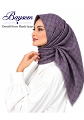 Baysem Desenli Keten Flamlı Eşarp - Desen-31