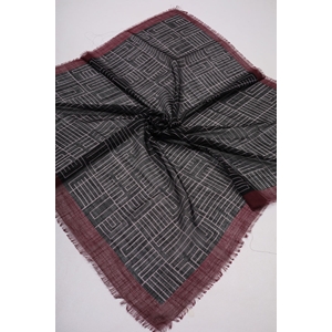 Desenli Keten Flamlı Eşarp - Desen-01