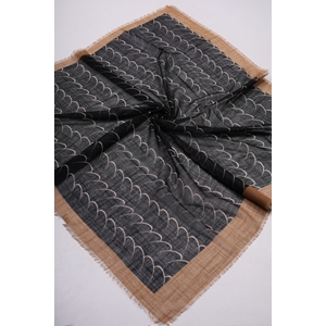 Desenli Keten Flamlı Eşarp - Desen-02