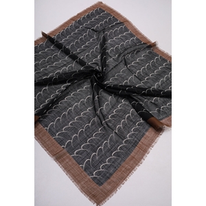 Desenli Keten Flamlı Eşarp - Desen-02