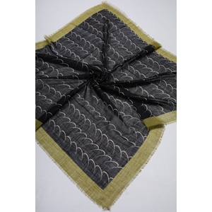 Desenli Keten Flamlı Eşarp - Desen-02
