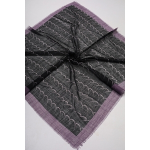 Desenli Keten Flamlı Eşarp - Desen-02