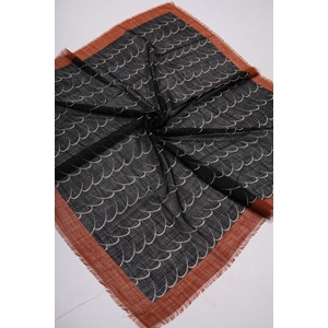 Desenli Keten Flamlı Eşarp - Desen-02
