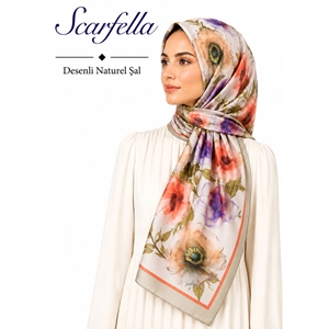 Scarfella Desenli Naturel Şal - Desen-128