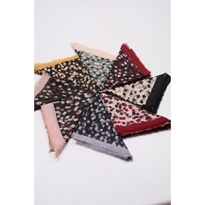 Desenli Keten Flamlı Eşarp - Desen-03