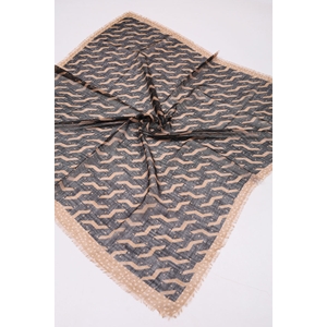 Desenli Keten Flamlı Eşarp - Desen-04