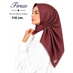 Firuze Desenli 110 cm Sökme Tülbent - Desen-01