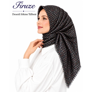Firuze Desenli Sökme Tülbent - Desen-39