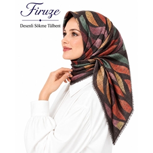 Firuze Desenli Sökme Tülbent - Desen-40