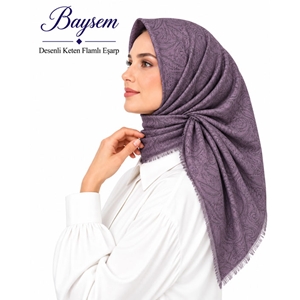 Baysem Desenli Keten Flamlı Eşarp - Desen-29
